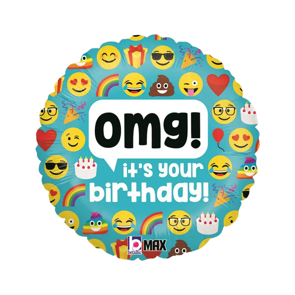 Ballon Emoji OMG Birthday ø45cm