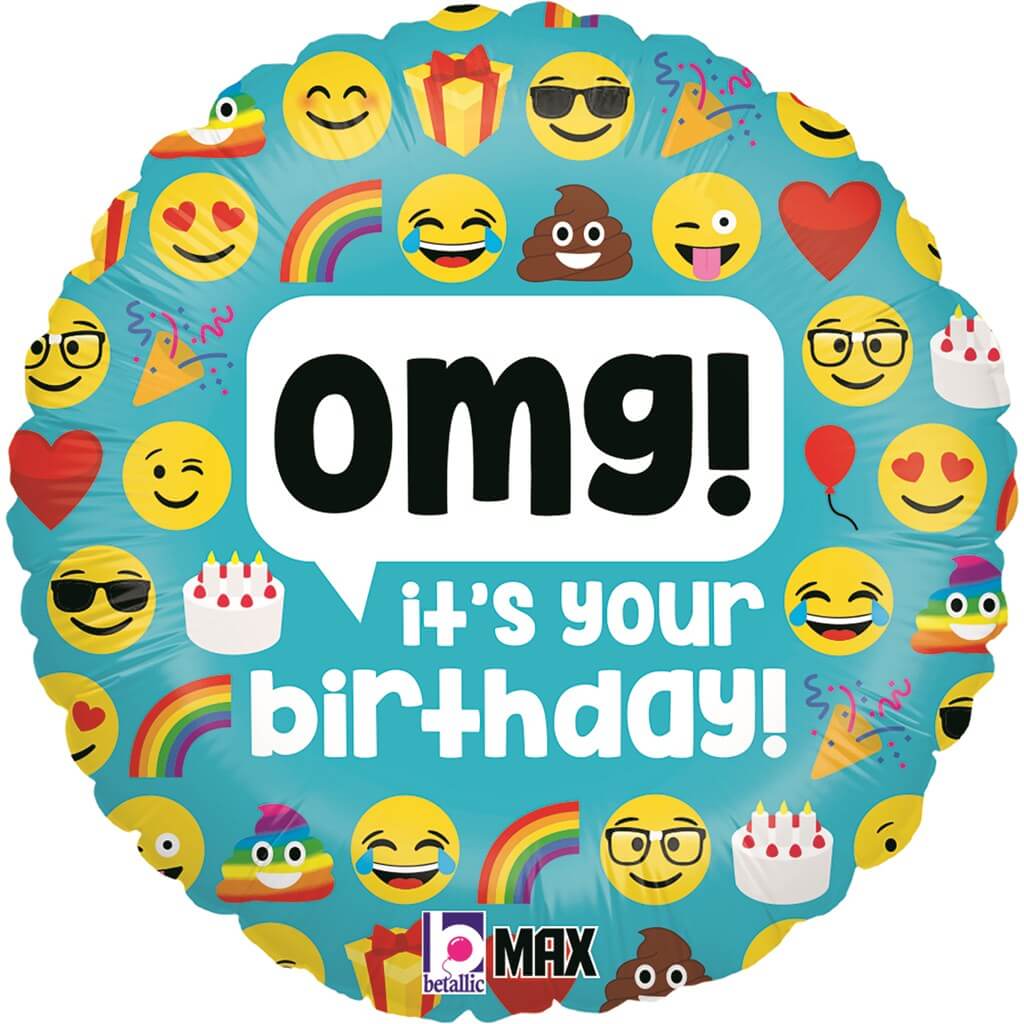 Ballon Emoji OMG Birthday ø45cm