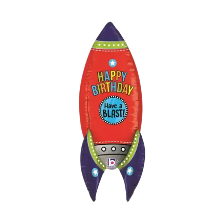 Ballon Fusée Géant "Happy birthday" 91cm