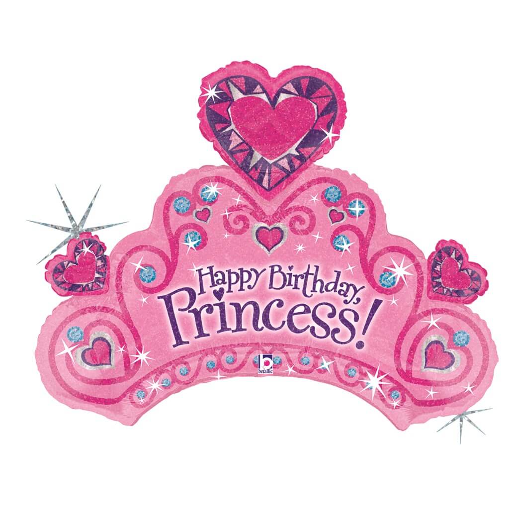 Ballon Couronne Happy Birthday Princess 86cm