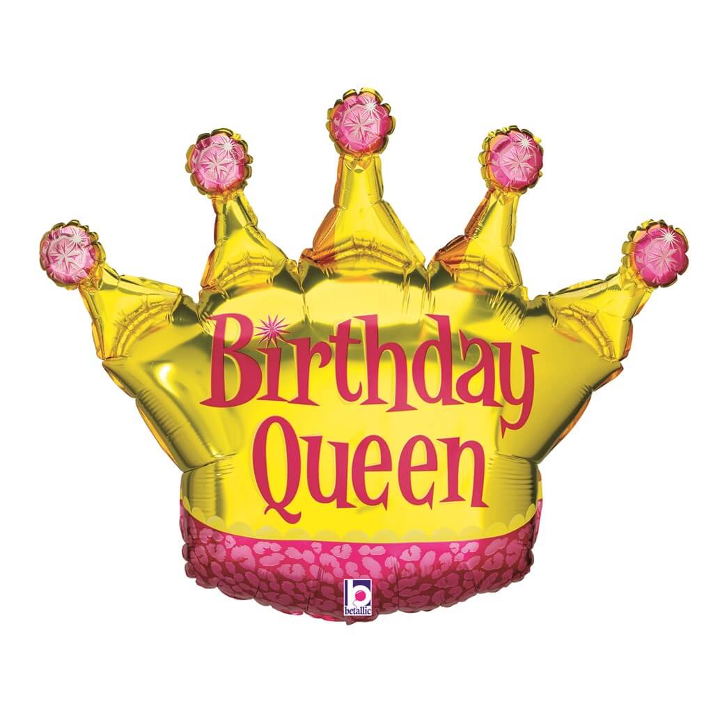 Ballon Birthday Queen forme couronne 91cm