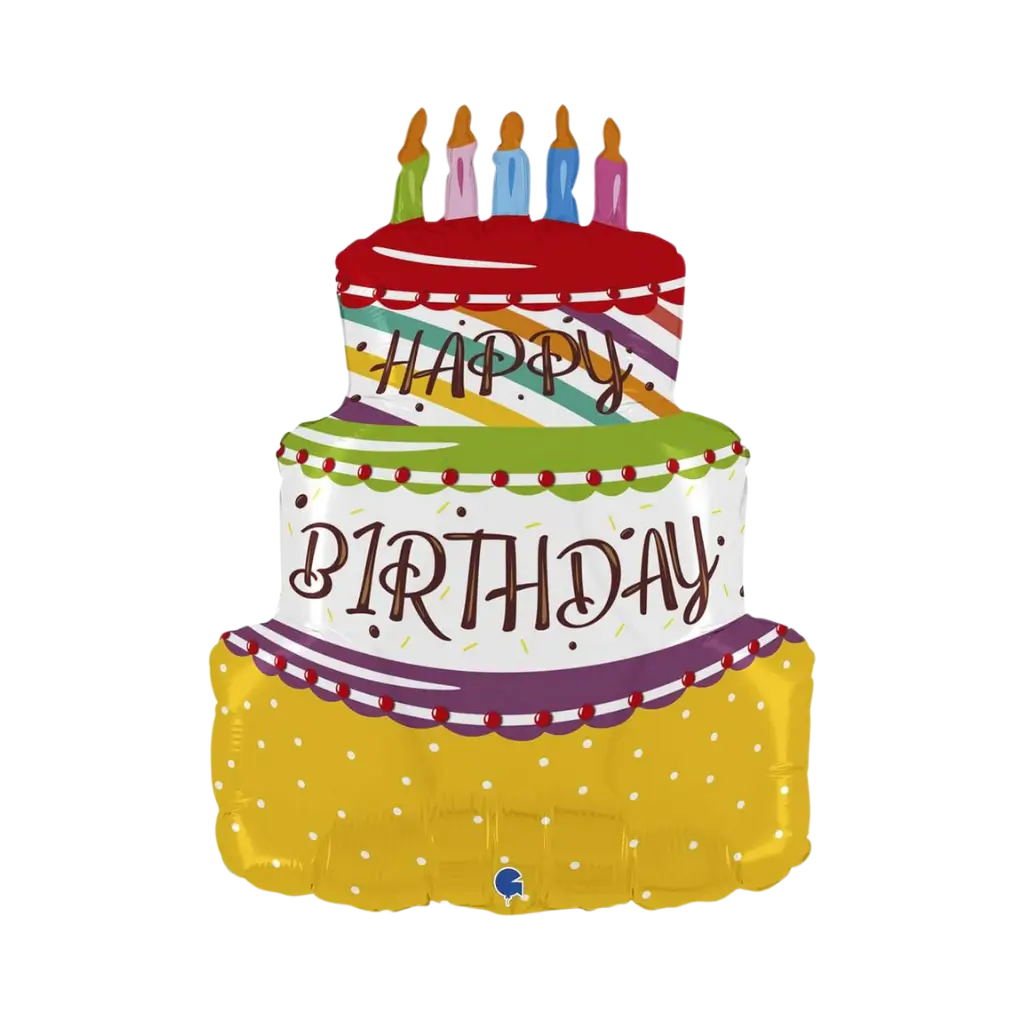 Ballon "Happy Birthday" en forme de gâteau 