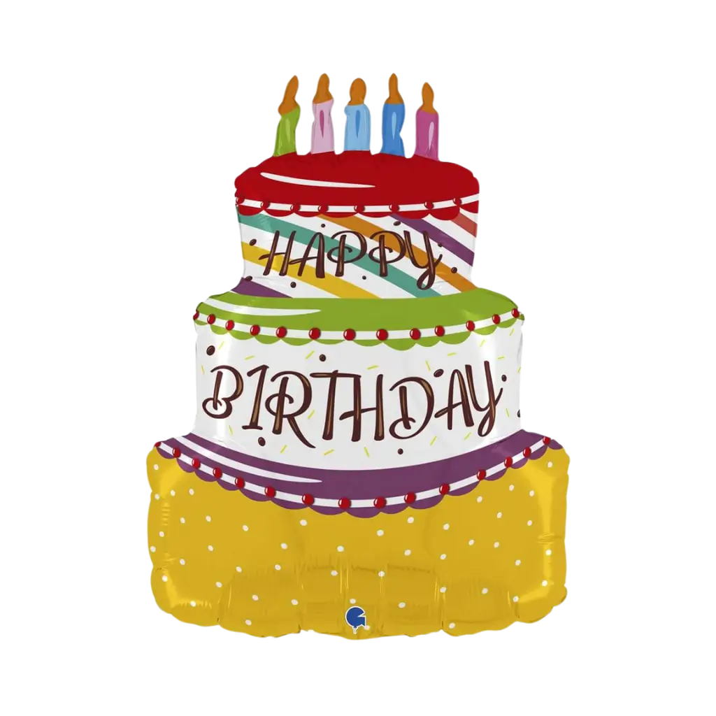 Ballon Happy Birthday en forme de gâteau 