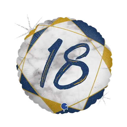 Ballon Anniversaire Effet Marbre 18 Bleu 45cm