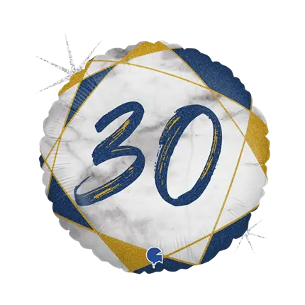 Ballon Anniversaire Effet Marbre 30 Bleu 45cm