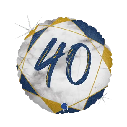 Ballon Anniversaire Effet Marbre 40 Bleu 45cm
