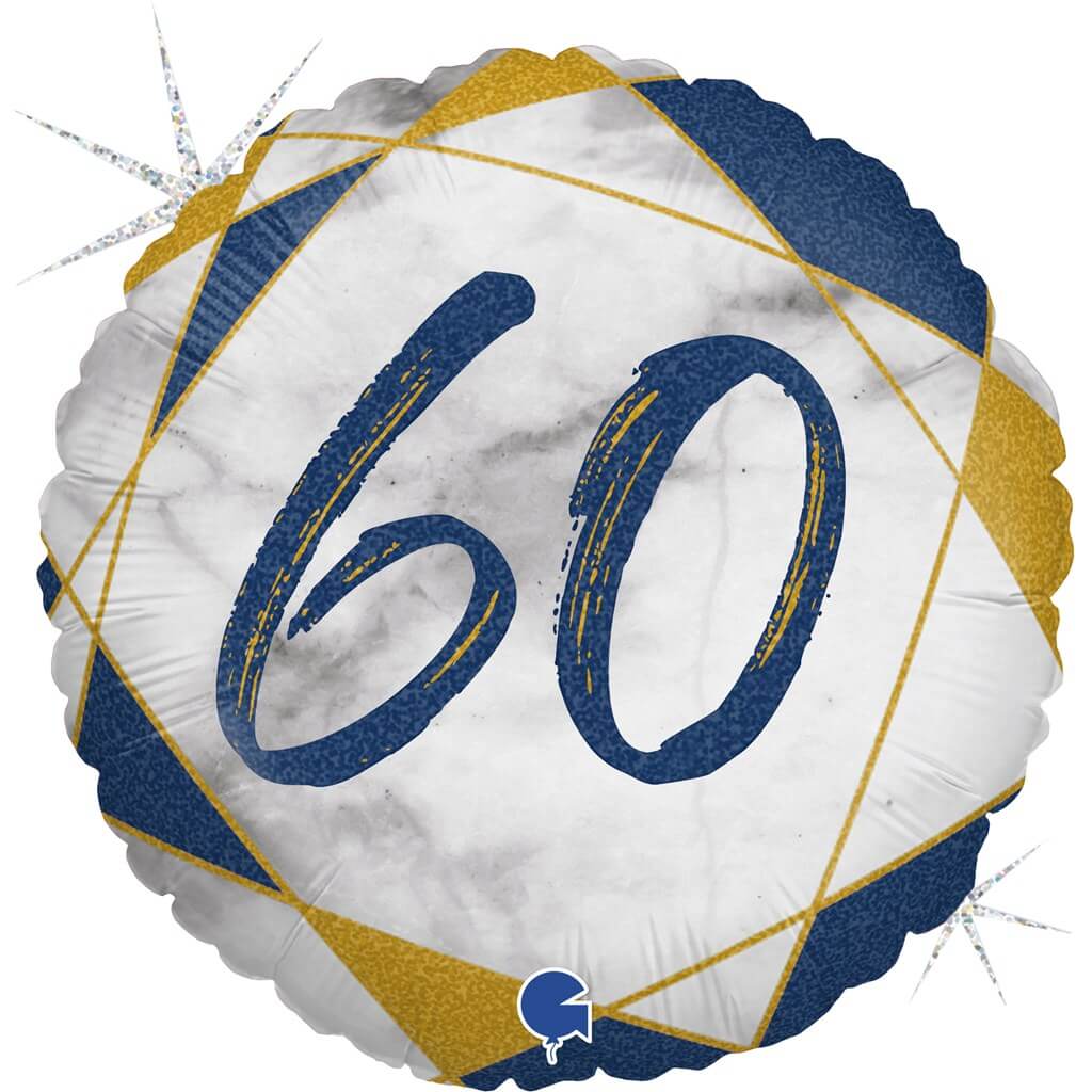 Ballon Anniversaire Effet Marbre 60 Bleu 45cm