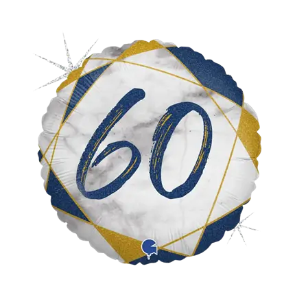 Ballon Anniversaire Effet Marbre 60 Bleu 45cm