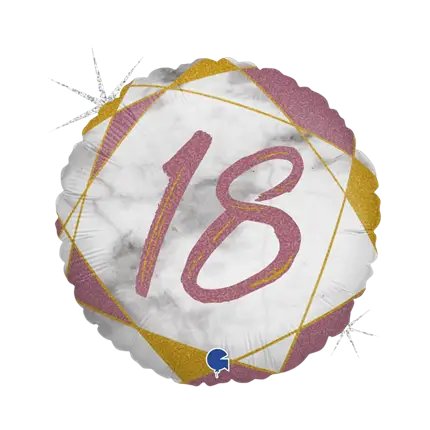Ballon Anniversaire Effet Marbre 18 Or rose 45cm