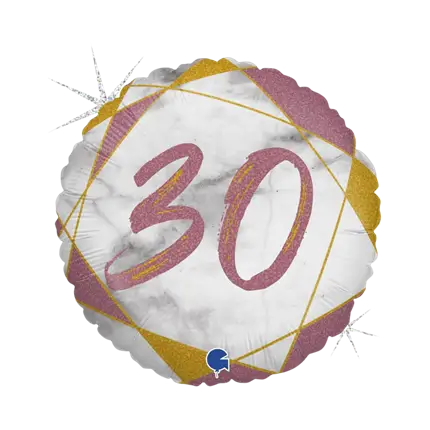 Ballon Anniversaire Effet Marbre 30 Or rose 45cm
