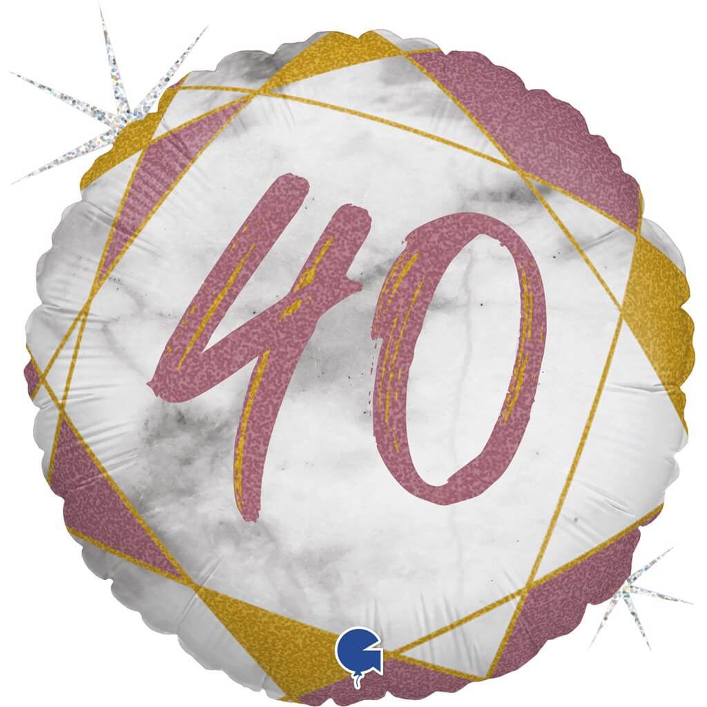 Ballon Anniversaire Effet Marbre 40 Or rose 45cm