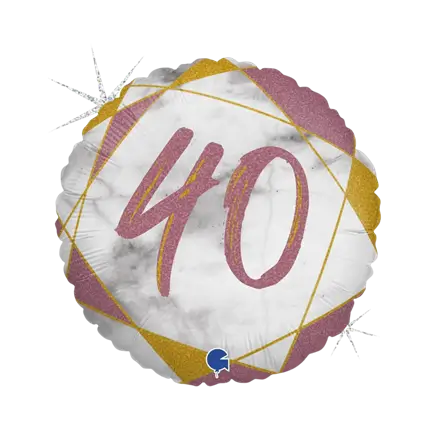 Ballon Anniversaire Effet Marbre 40 Or rose 45cm