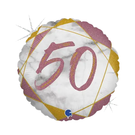 Ballon Anniversaire Effet Marbre 50 Or rose 45cm