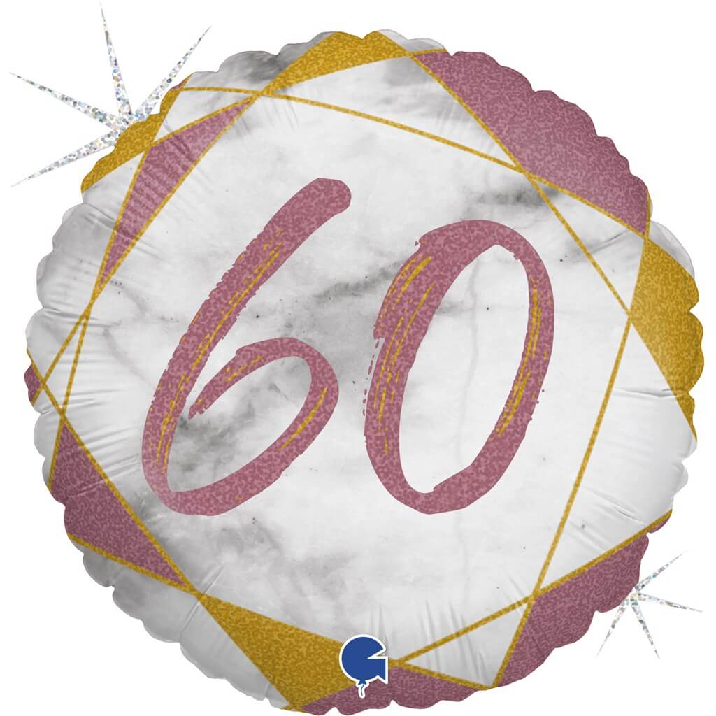 Ballon Anniversaire Effet Marbre 60 Or rose 45cm