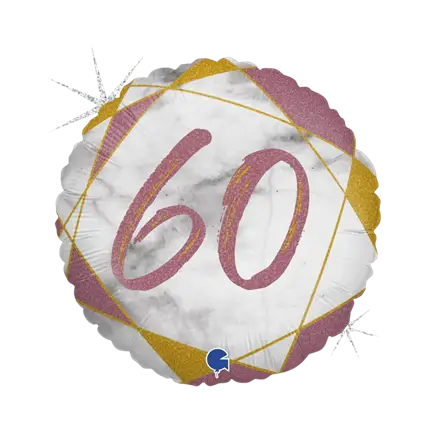 Ballon Anniversaire Effet Marbre 60 Or rose 45cm
