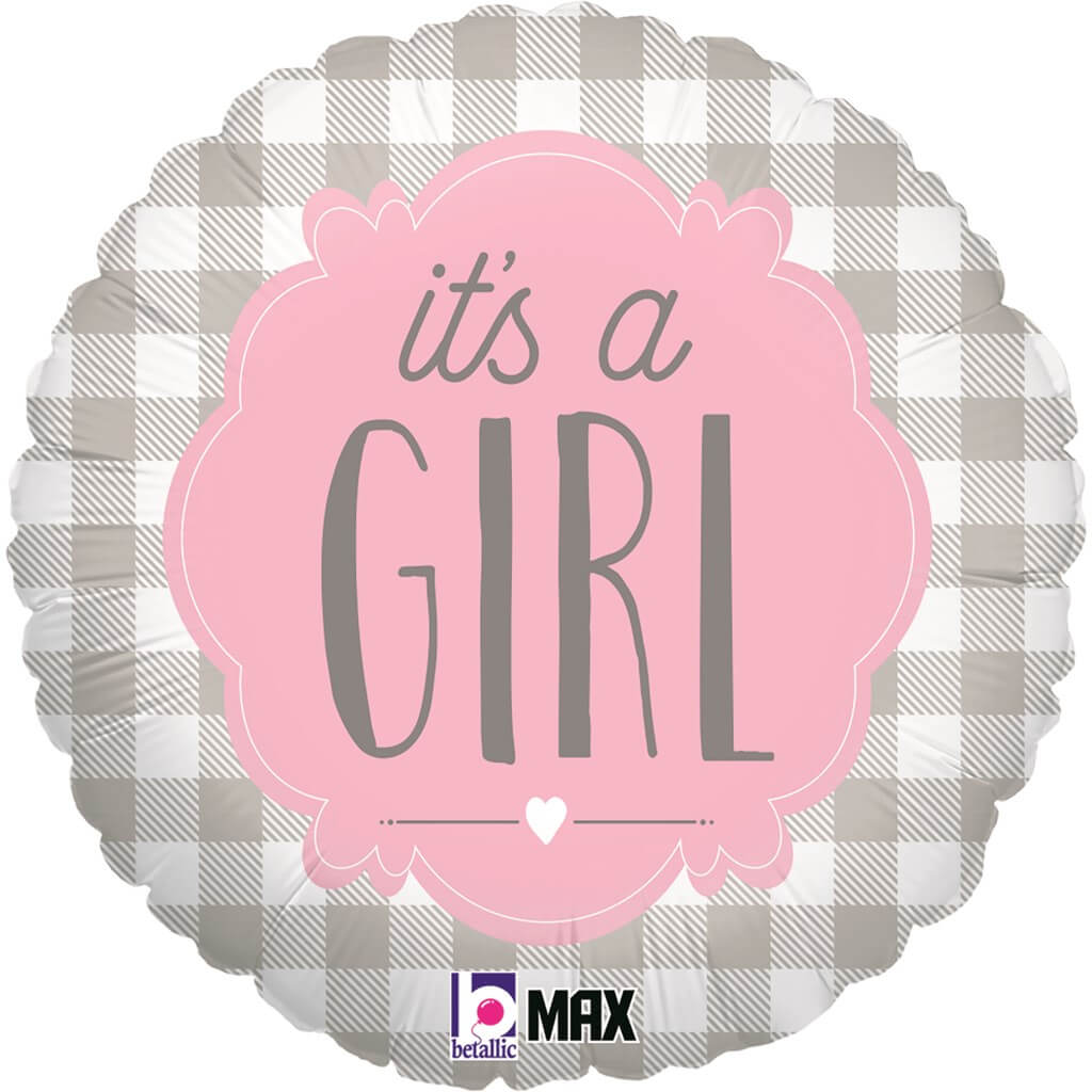 Ballon Plaid "It's a Girl" ø45cm