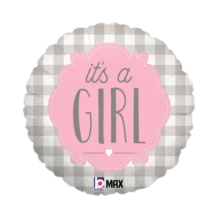 Ballon Plaid "It's a Girl" ø45cm