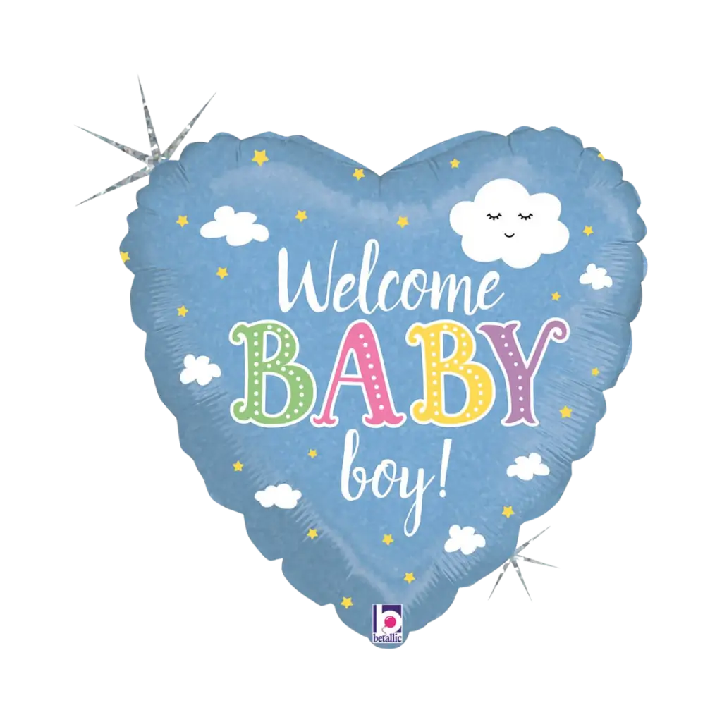 Ballon Coeur Welcome Baby Boy 45cm