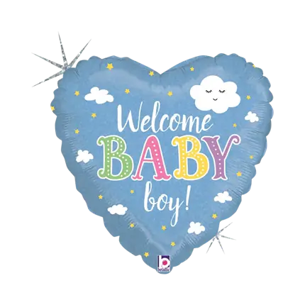 Ballon Coeur Welcome Baby Boy 45cm
