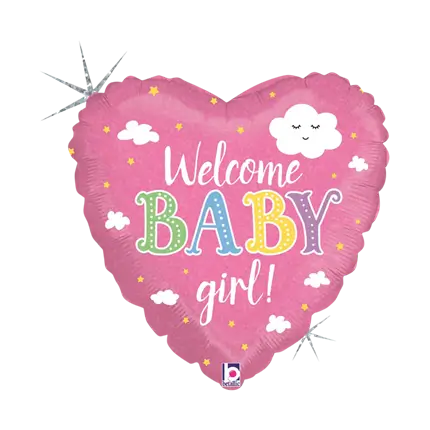 Ballon Coeur Welcome Baby Girl 45cm 