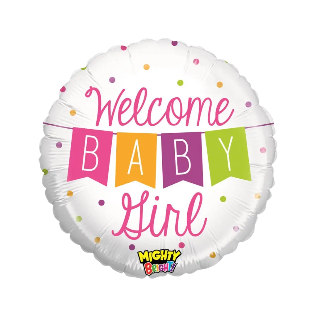 Ballon "Welcome Baby Girl" Rond ø53cm