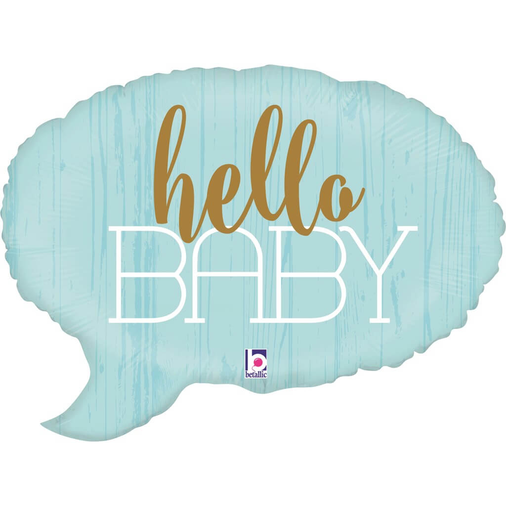 Ballon bulle bleu "Hello Baby" 61cm