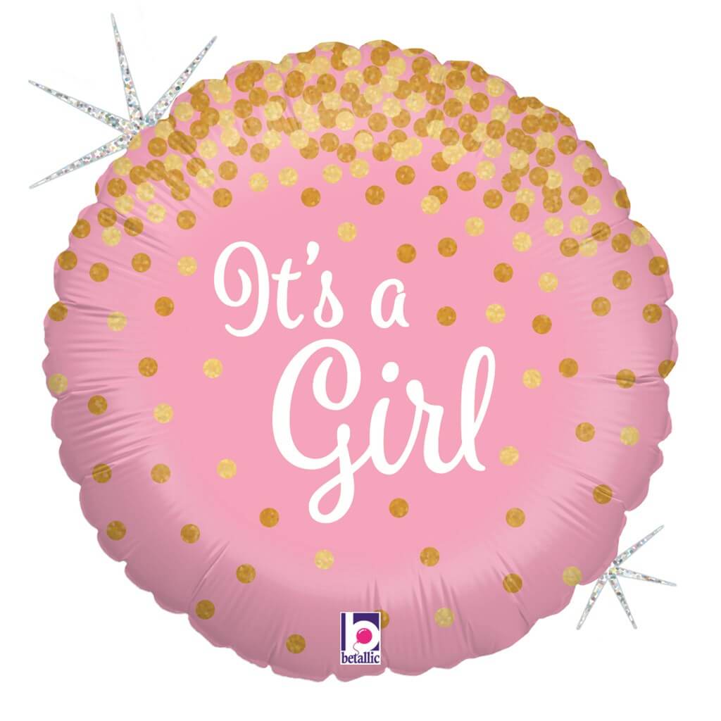 Ballon rose "It's a Girl" brillant ø45cm