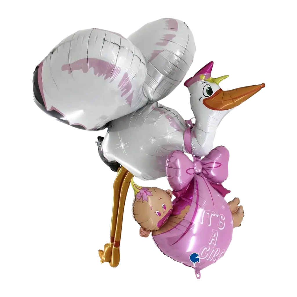 Ballon géant 3D Cigogne It&#39;s a Girl 157cm