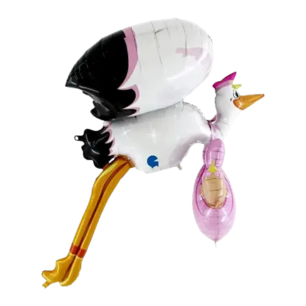 Ballon géant 3D Cigogne It's a Girl 157cm