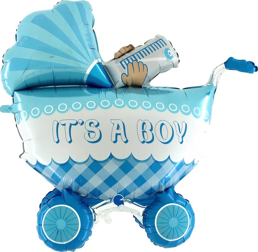 Ballon 3D Géant poussette "It's A Boy" 107cm