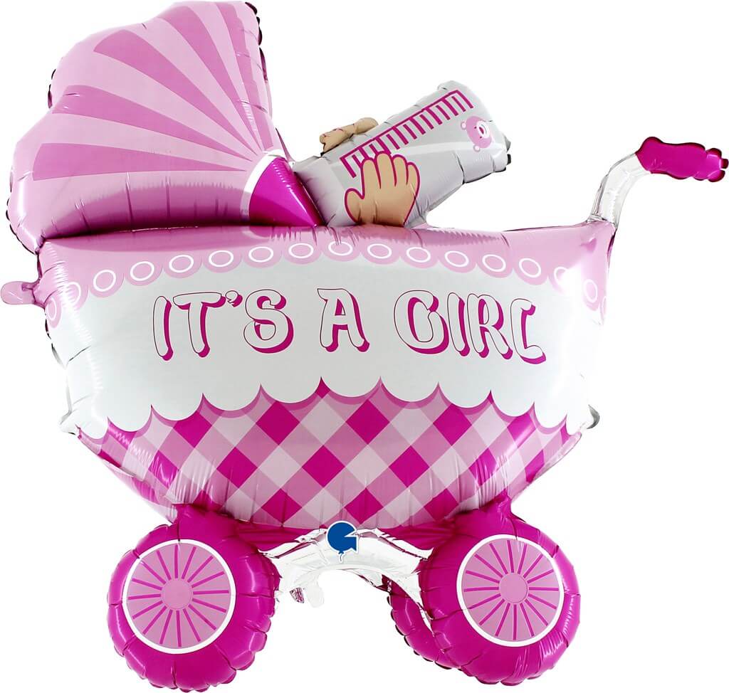 Ballon 3D Géant poussette "It's a Girl 107cm