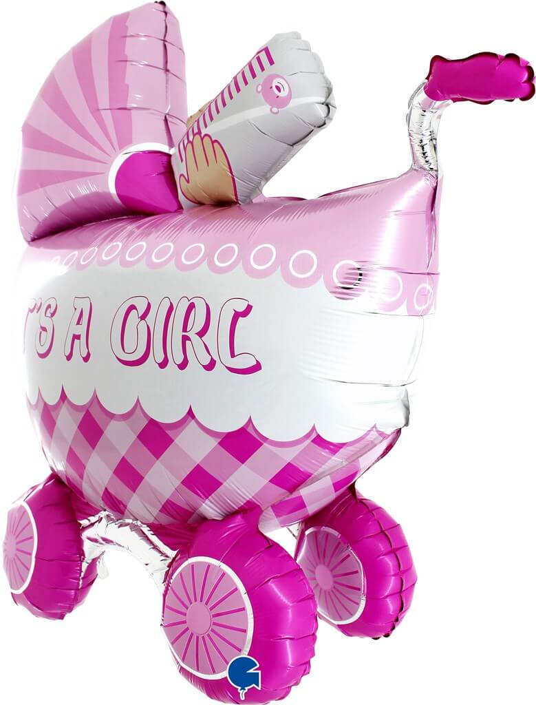 Ballon 3D Géant poussette "It's a Girl 107cm