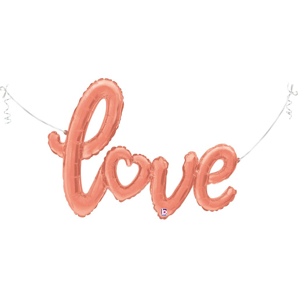 Ballon Métallique Love Script Or rose 119cm