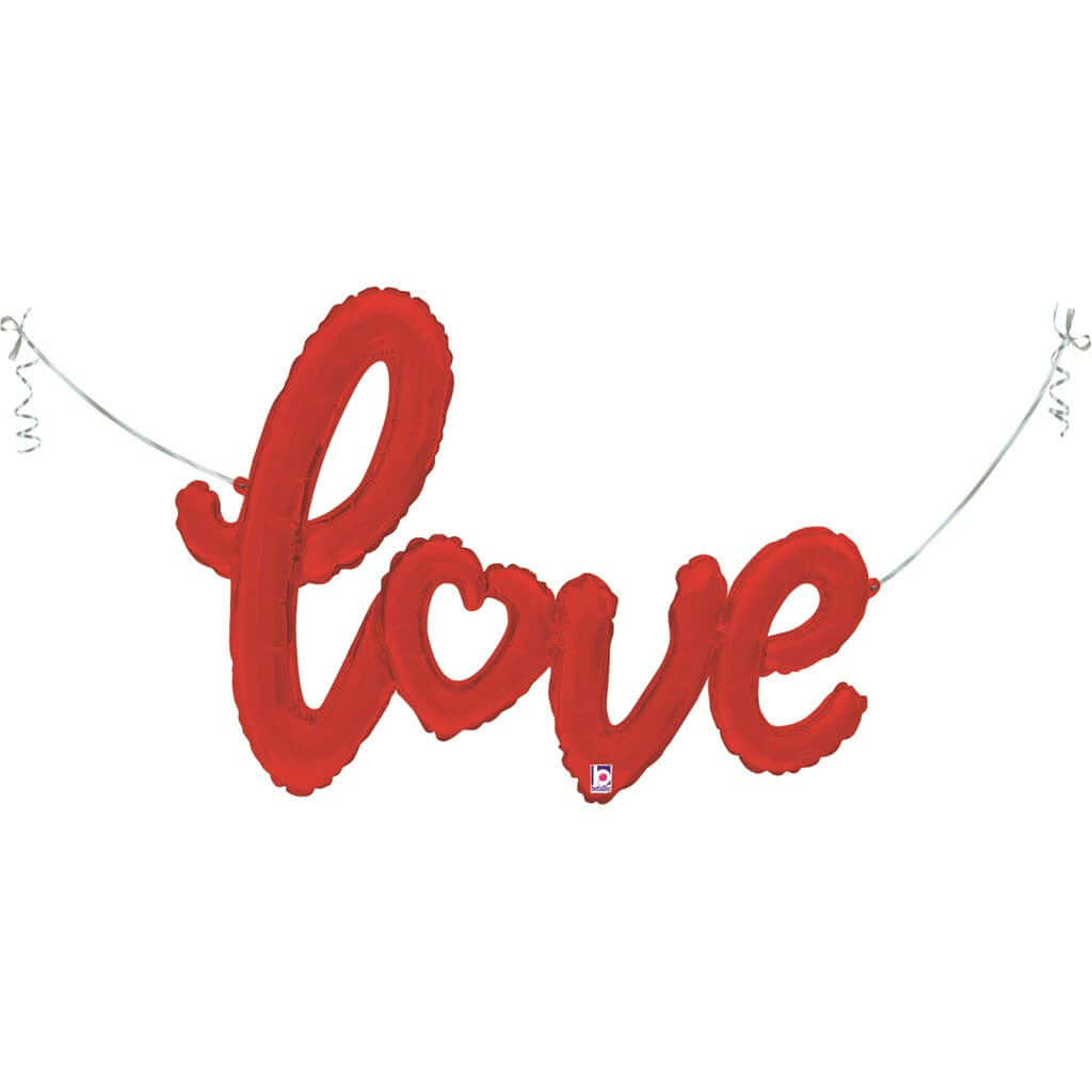Ballon Métallique Love Script Rouge 119cm