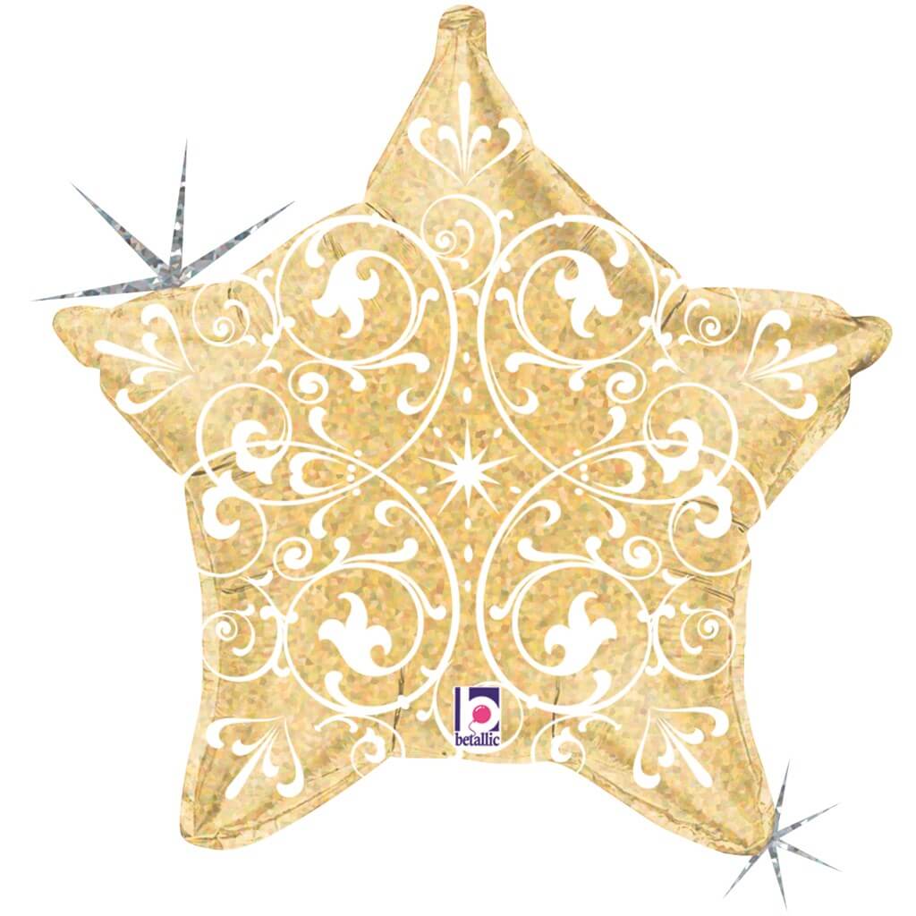 Ballon Hélium Étoile Or avec motifs 53cm