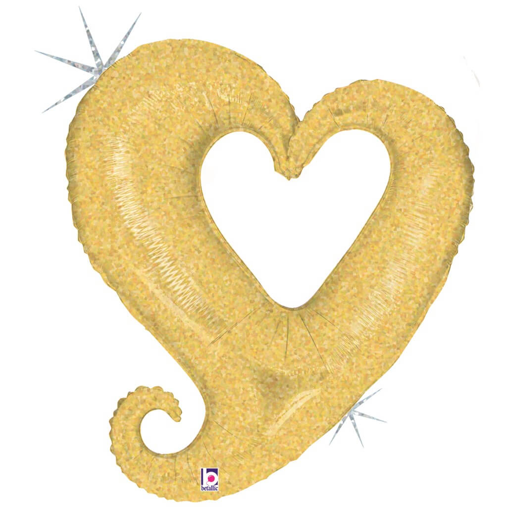 Ballon Hélium Chaine de Coeur Or 94cm
