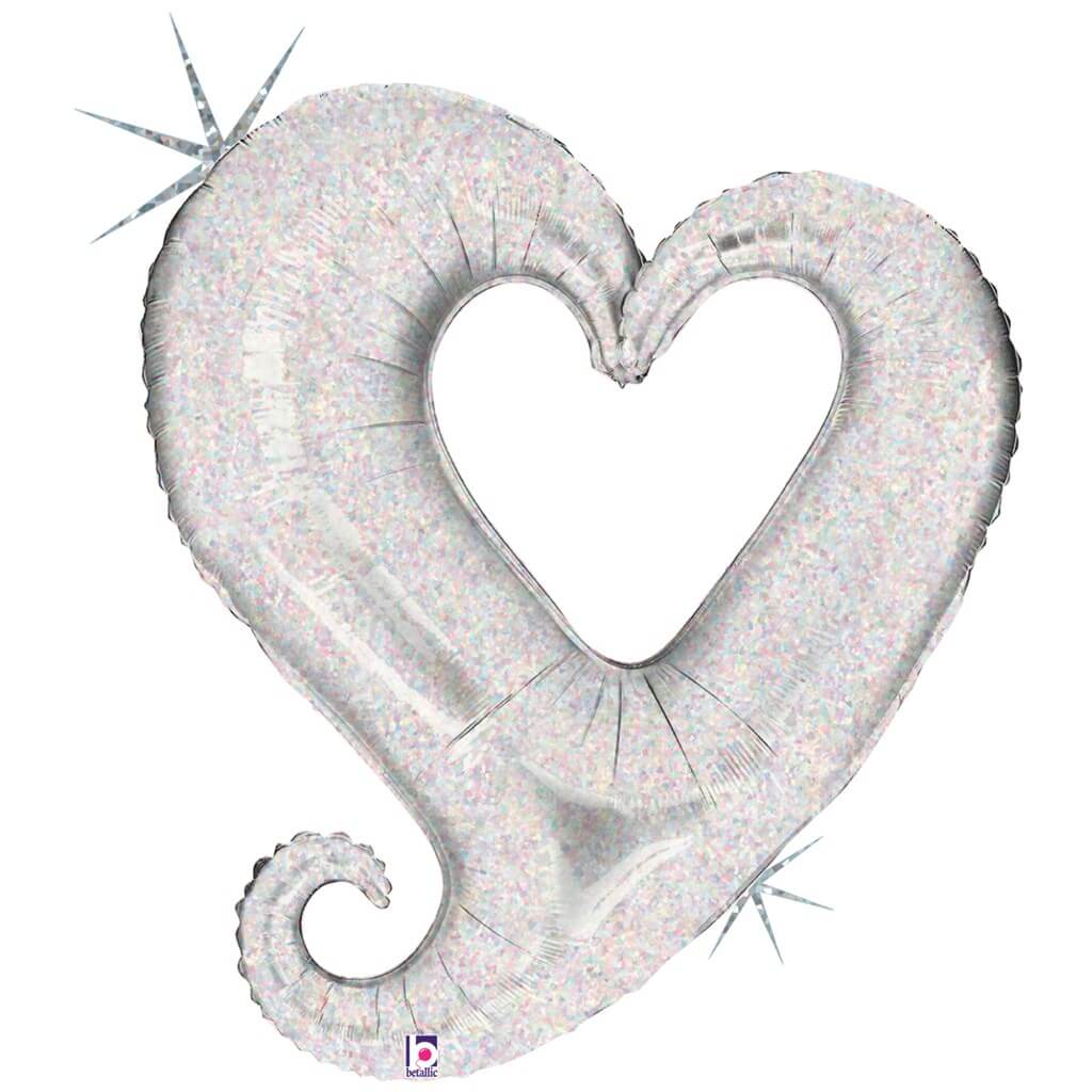 Ballon Hélium Chaine de Coeur Argent 94cm 