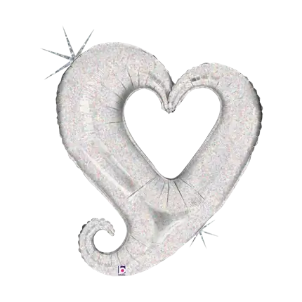 Ballon Hélium Chaine de Coeur Argent 94cm