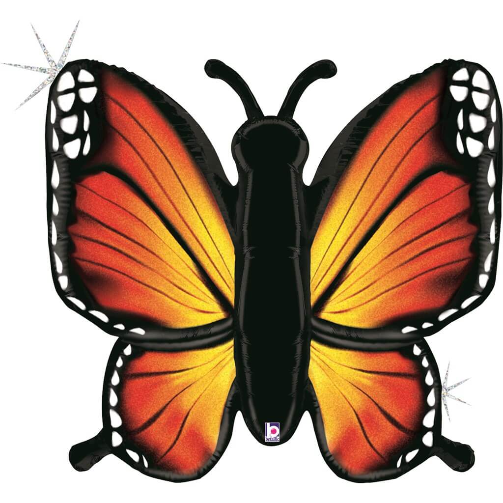 Ballon Papillon Holographique Orange 117cm