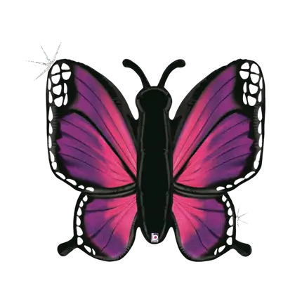 Ballon Papillon Holographique Rose 117cm