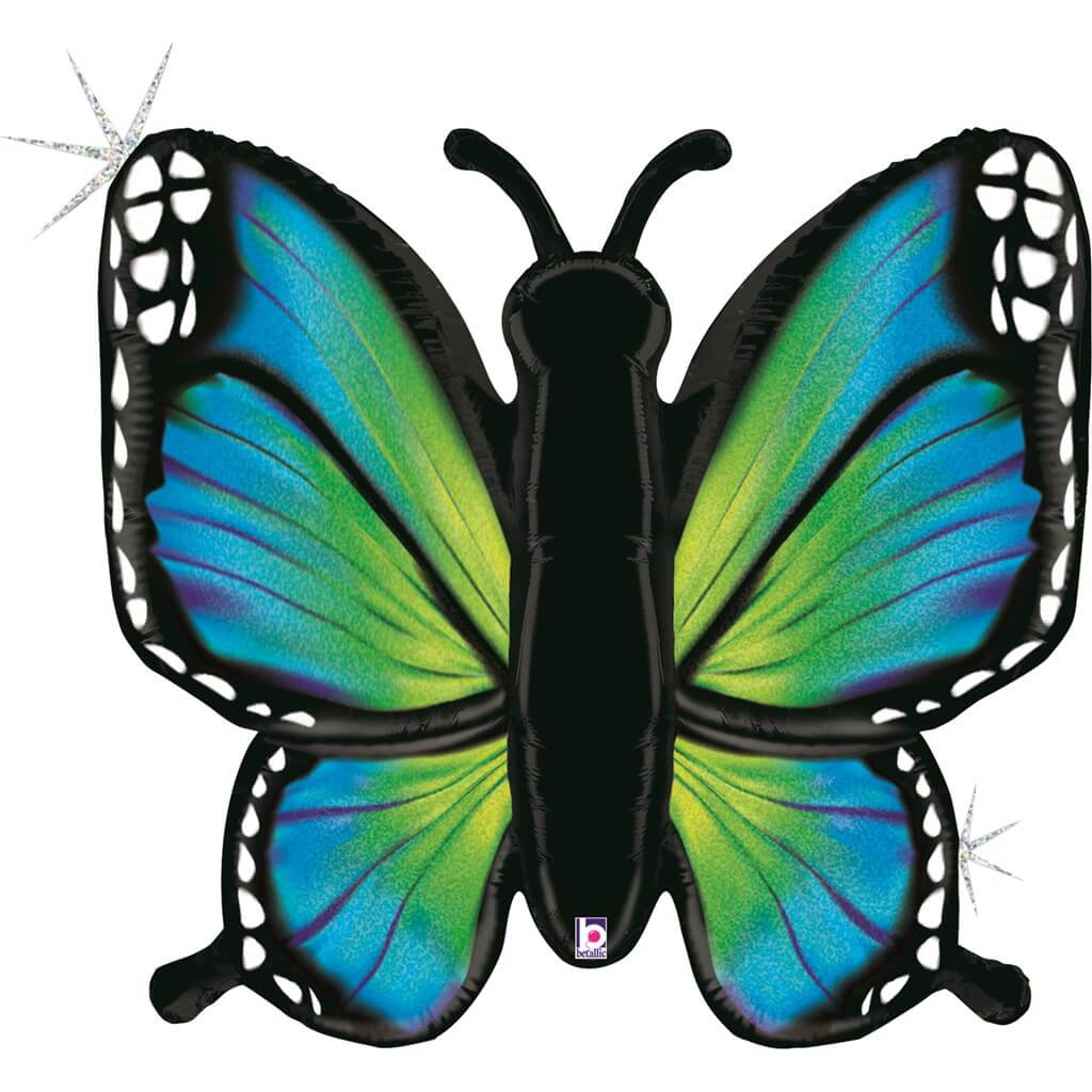 Ballon Papillon Holographique Bleu 117cm