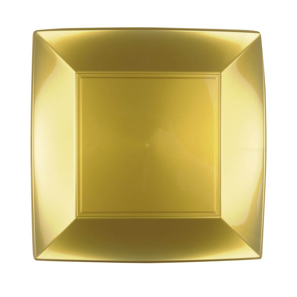 Assiette carré Or 23x23cm - Lot de 12