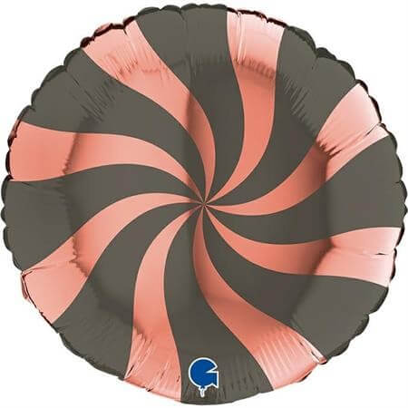Ballon Aluminium Sucette Or Rose et Noir 46cm