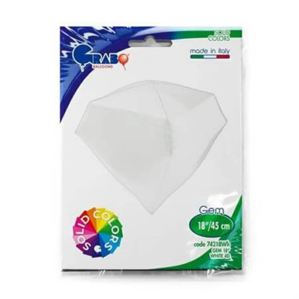 Ballon Hélium Diamant Blanc 4D 45cm