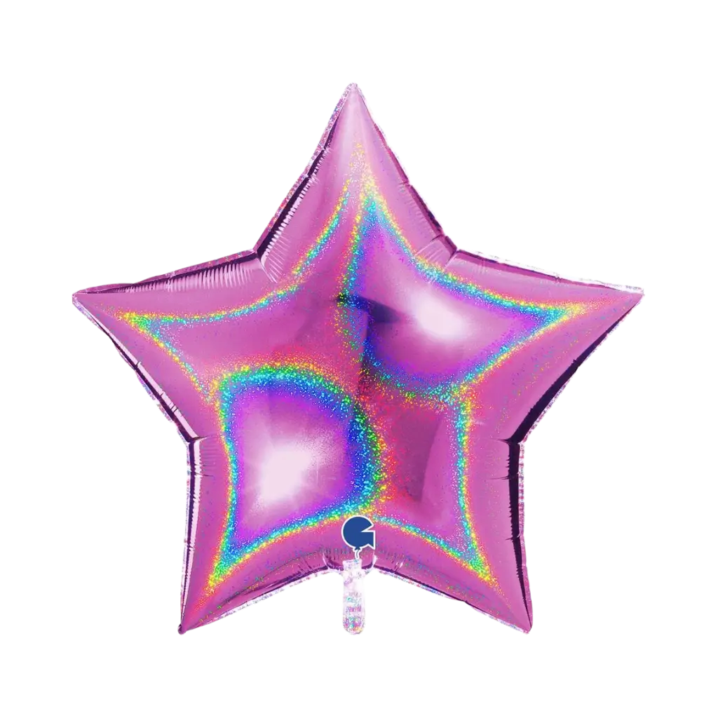 Ballon Étoile Holographique Rose 92cm