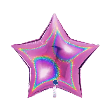 Ballon Étoile Holographique Rose 92cm