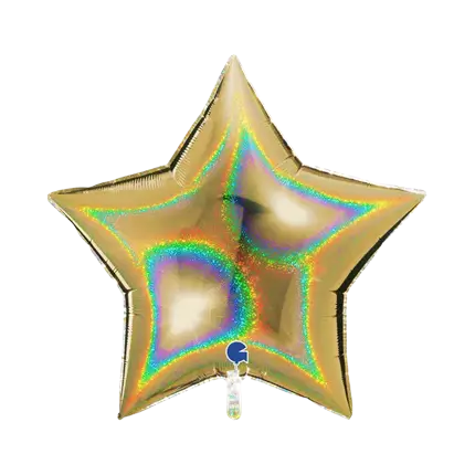 Ballon Étoile Holographique Or 92cm