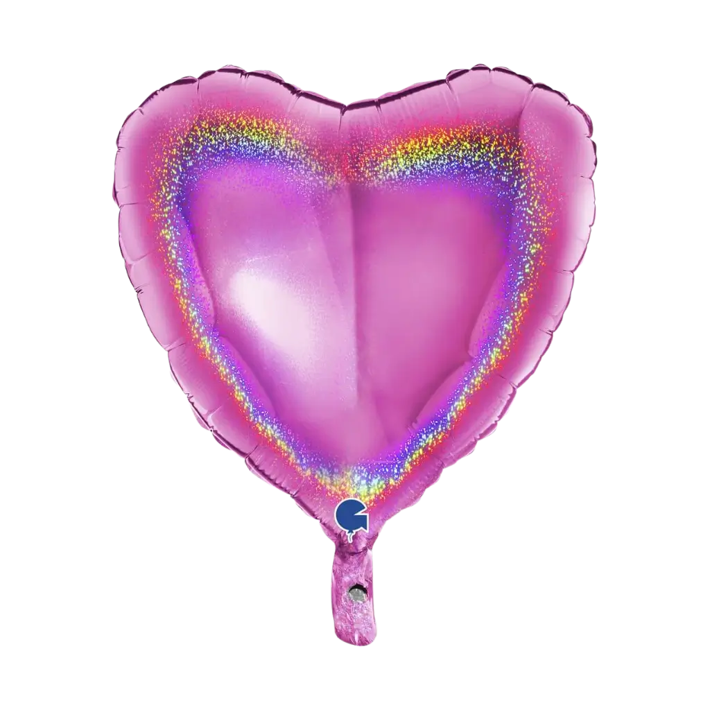 Ballon Coeur Holographique Rose 46cm