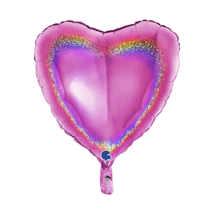 Ballon Coeur Holographique Rose 46cm