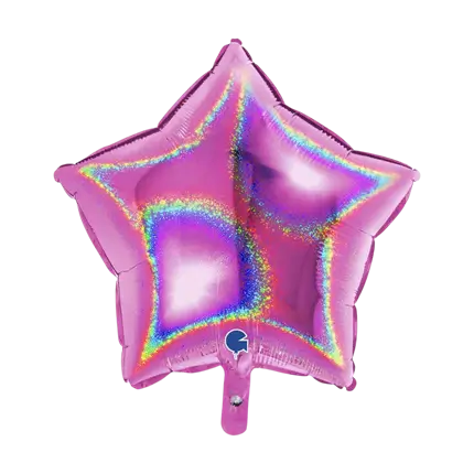 Ballon Étoile Holographique Rose 46cm